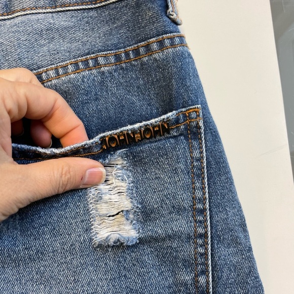 John John distressed 90s inspired 100%cotton denim jean skirt women's size Small - Picture 9 of 11